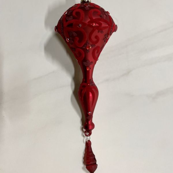 Елочная игрушка / Красные сосульки / Vintage SIA Home Fashion France