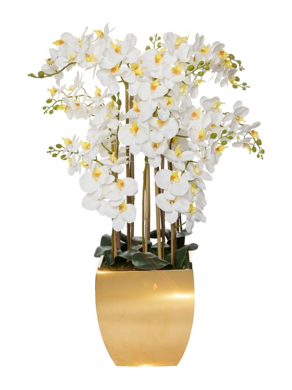 Декоративные орхидеи в золотом кашпо, 1,1 м